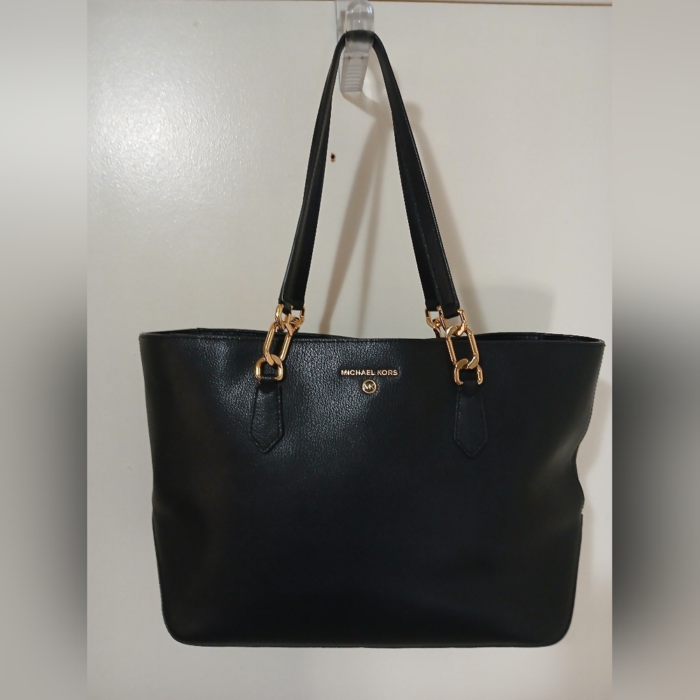 Michael Kors Black Tote with Gold Accents